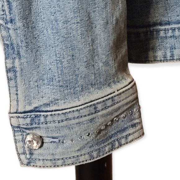 Jean Jacket Laura Ashley Bling Embellished Rhinestone Medium - Picture 8 of 9